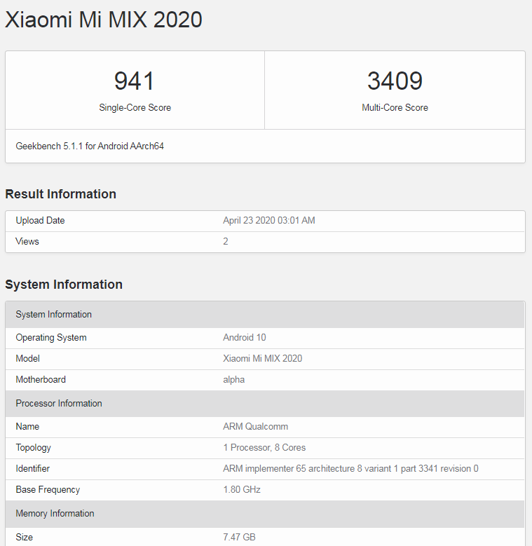 Xiaomi Mi MIX 2020 фейк